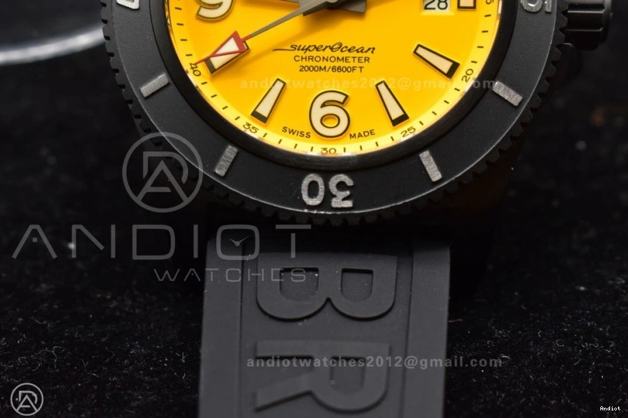 on Black 44 Edition Dial Yellow Strap Rubber Black TF A2824 Automatic 1:1 Best Superocean Bezel 0405